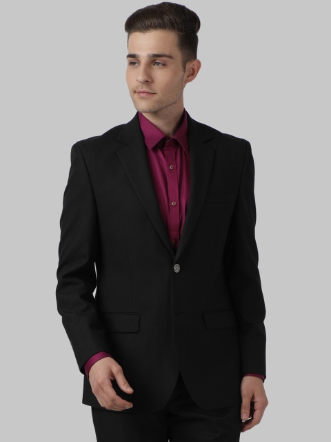 Park Avenue Men Black Solid Single-Breasted Formal Blazer