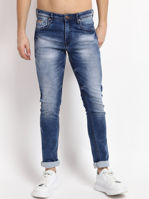 V2 Value & Variety Men Blue Low Distress Heavy Fade Jeans