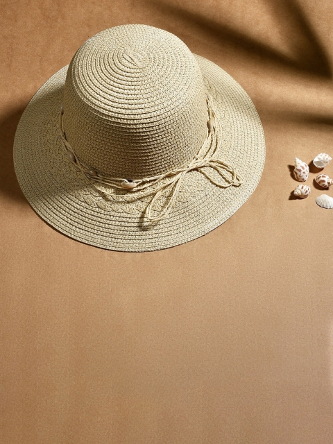 ToniQ Women Beige Wide Brim Summer Beach Hats