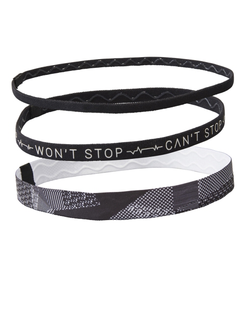 Domyos By Decathlon Unisex Black & Grey Set of 3 Printed Fitness Cardio Training Headband