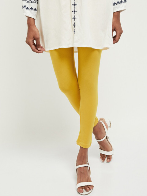 max Women Mustard Yellow Solid Ankle-Length Leggings 
max Women Mustard Yellow Solid Ankle-Length Leggings