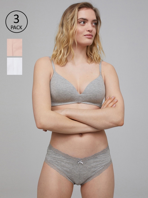 H&M Women Pack of 3 Cotton Hipster Briefs, White