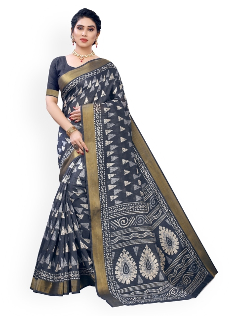 KALINI Grey Polycotton Saree