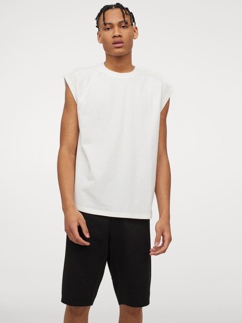 H&M Men White Loose Fit Sports Top