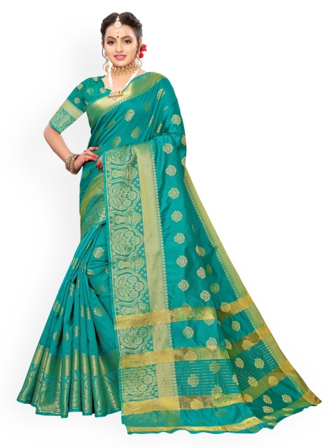 KALINI Turquoise Blue Woven Design Kanjeevaram Saree