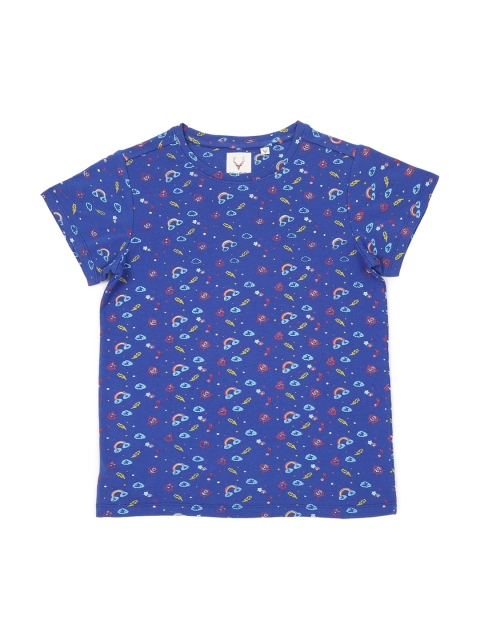 Allen Solly Junior Girls Blue Printed Regular Top