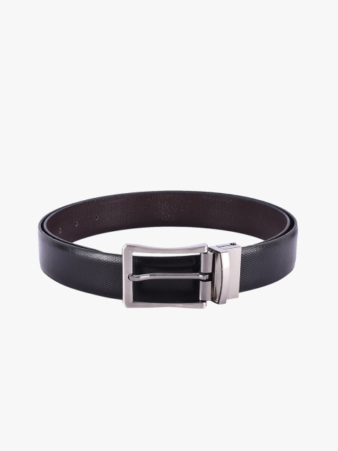 BuckleUp Men Black & Brown Textured Leather Reversible Belt
