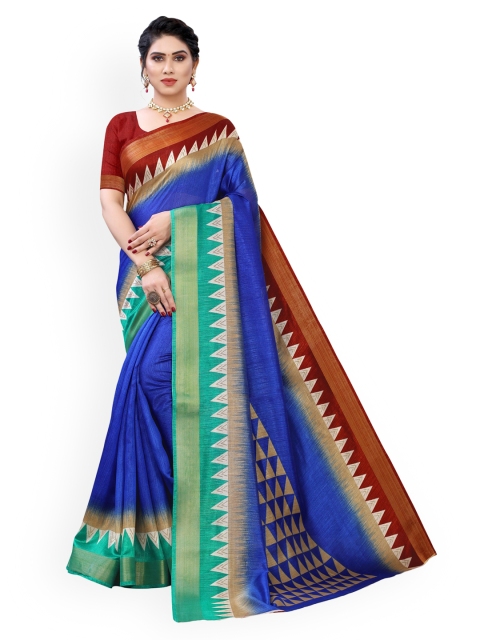 KALINI Blue & Maroon Polycotton Saree