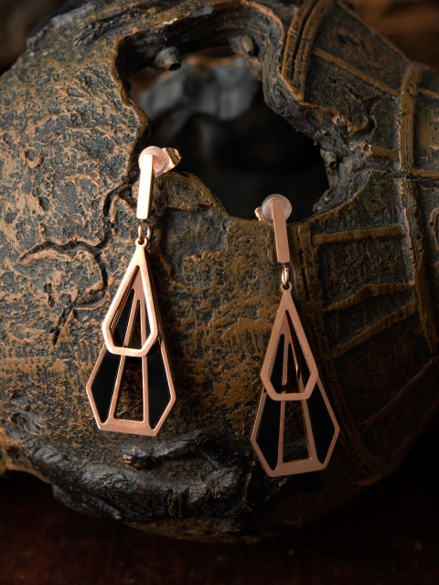 E2O Black Geometric Drop Earrings