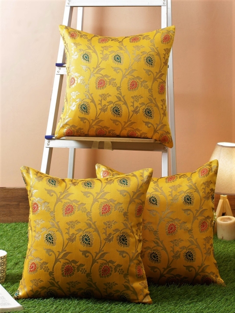 RANGDESI Yellow & Blue Set of 3 Ethnic Motifs Square Brocade And Silk Cushion Covers
RANGDESI Yellow & Blue Set of 3 Ethnic Motifs Square Brocade And Silk Cushion Covers