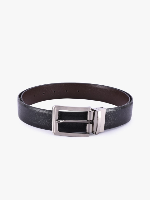 BuckleUp Men Black & Brown Textured Leather Belt