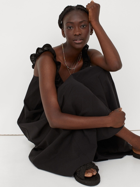 H&M Woman Flounce-detail dress, Black