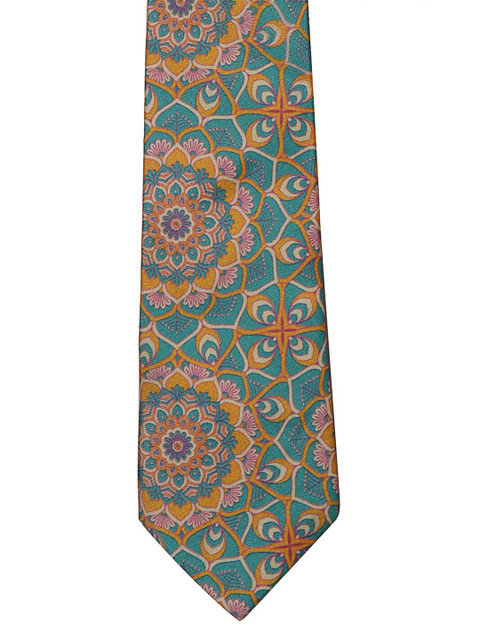 CHOKORE Men Sea Green & Orange Printed Broad Silk Tie
CHOKORE Men Sea Green & Orange Printed Broad Silk Tie