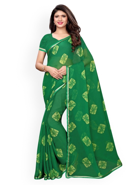 KALINI Green Bandhani Patchwork Bandhani Saree