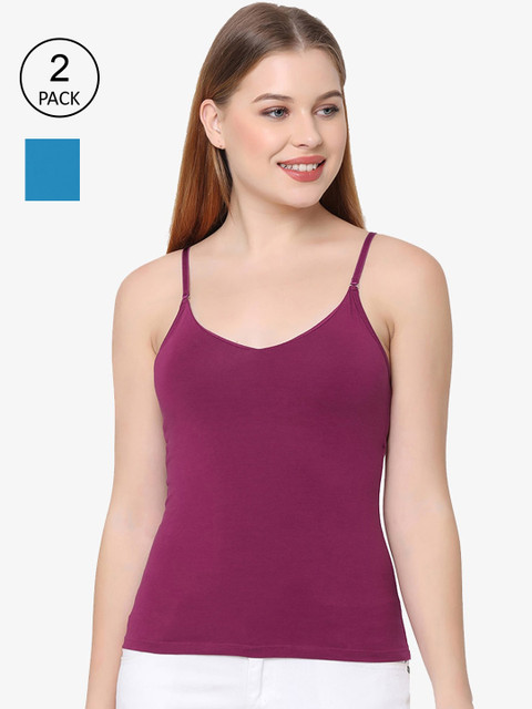 Soie Women Pack Of 2 Solid Camisoles, Blue
Soie Women Pack Of 2 Solid Camisoles, Blue