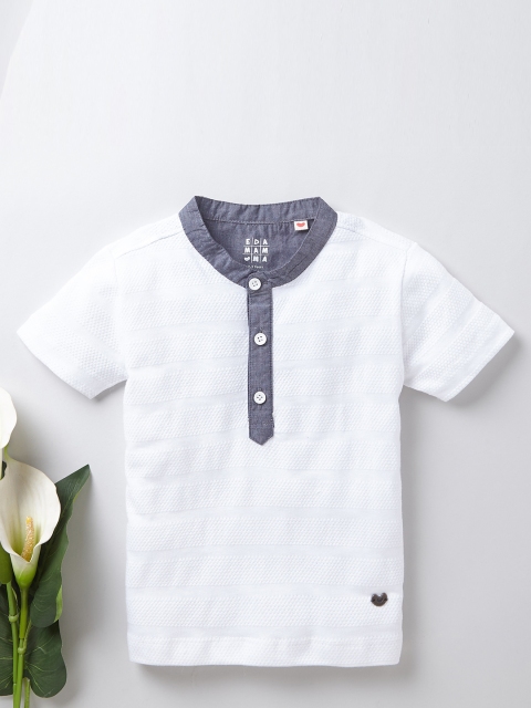 Ed-a-Mamma Boys White Henley Neck T-shirt