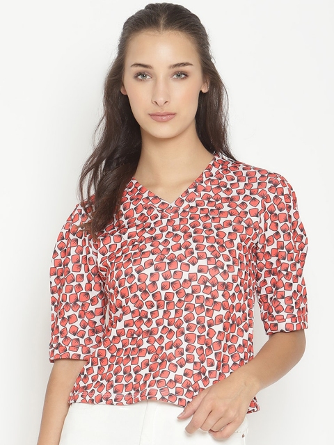Twenty3 Red Geometric Regular Top