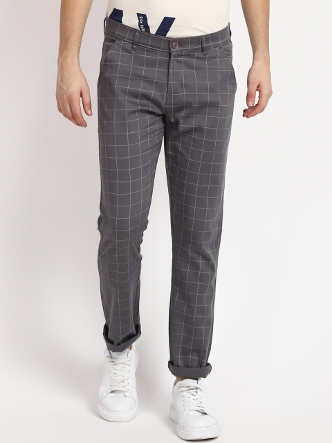 V2 Value & Variety Men Grey Checked Regular Trousers Regular Trousers