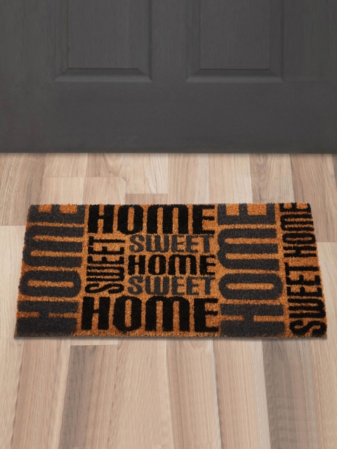 Home Centre Grey & Brown Printed Rectangular Doormat
