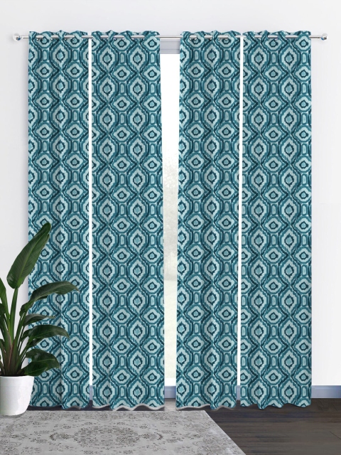 HOUZZCODE Blue Abstract 1 PC Window Curtain