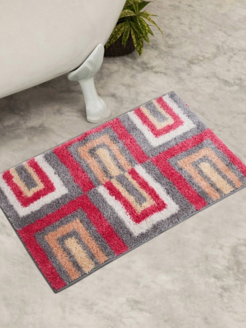 Home Centre Red & Grey Printed Anti-Skid Bath Mat