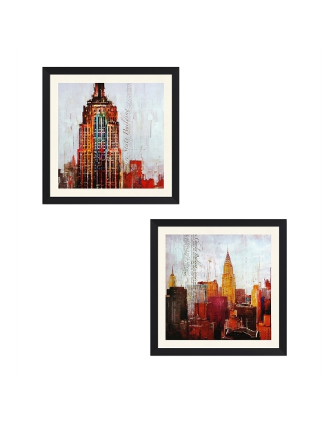 Home Centre Set of 2 Corsica Building Picture Wall Art, Multi