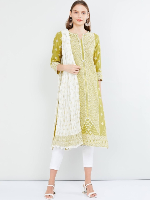 max Women Lime Green & White Floral Printed Pure Cotton Kurta with Trousers & Dupatta
max Women Lime Green & White Floral Printed Pure Cotton Kurta with Trousers & Dupatta