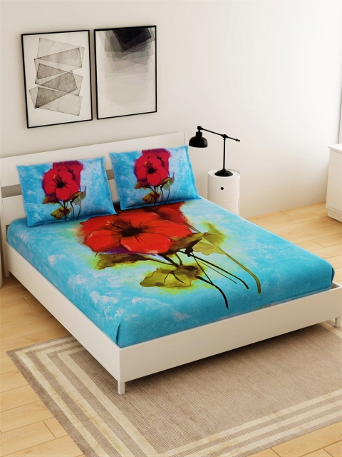 Salona Bichona Turquoise Blue Floral Cotton 210 TC 1 King Bedsheet With 2 Pillow Cover
Salona Bichona Turquoise Blue Floral Cotton 210 TC 1 King Bedsheet With 2 Pillow Cover