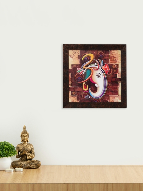 Home Centre Maroon & Beige Corsica Ganesha Wall Art