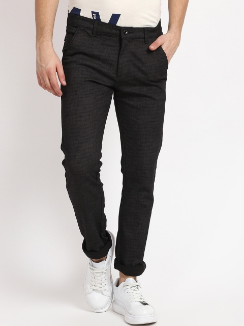 V2 Value & Variety Men Brown Textured Regular Cotton Trousers
