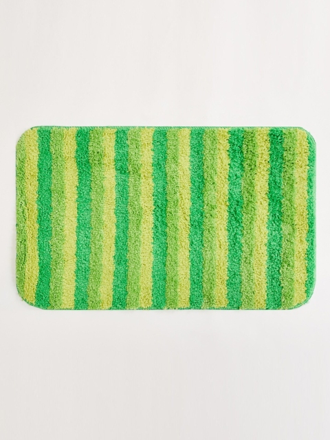 Home Centre Green & Yellow Striped Anti-Skid Bath Mat