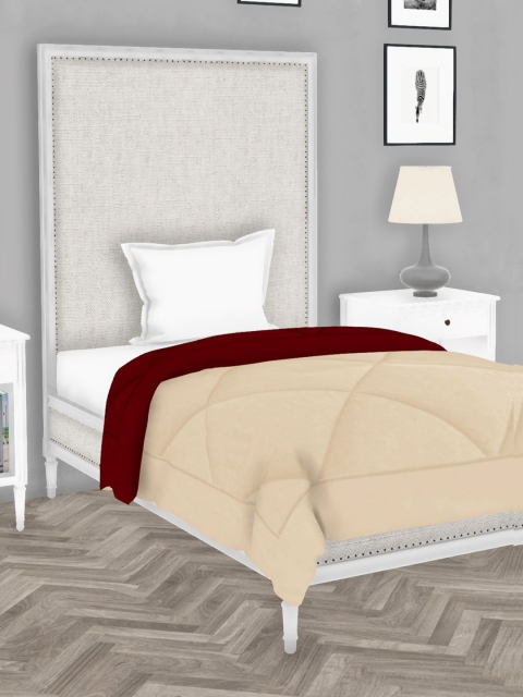 BIANCA Beige & Maroon Solid AC Room 250 GSM Single Bed Comforter