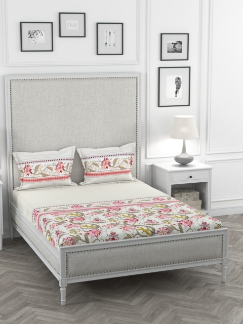 Portico New York Cream-Coloured & Pink Floral 144 TC Cotton 1 King Bedsheet with 2 Pillow Covers
Portico New York Cream-Coloured & Pink Floral 144 TC Cotton 1 King Bedsheet with 2 Pillow Covers