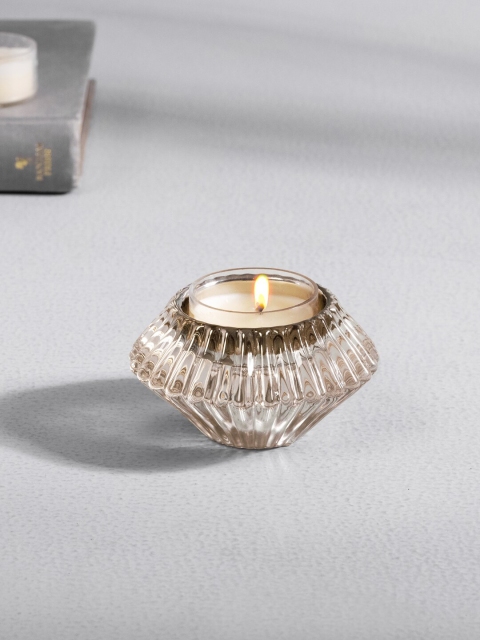 Pure Home and Living Brown Geometric Pattern Candle Holder