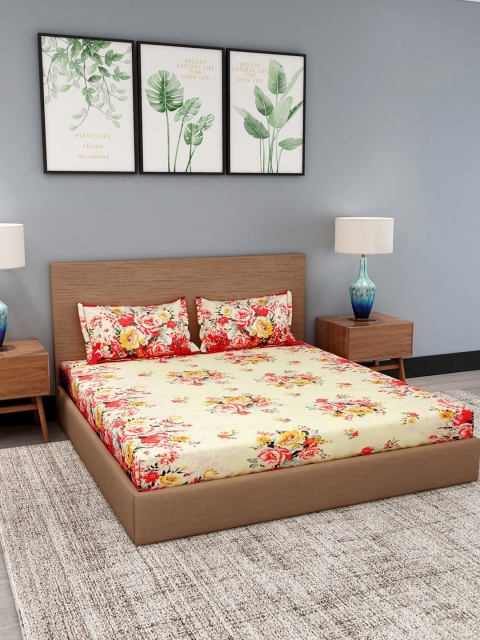 NEUDIS Cream-Coloured & Red Floral 180 TC Polyester 1 King Bedsheet with 2 Pillow Covers
NEUDIS Cream-Coloured & Red Floral 180 TC Polyester 1 King Bedsheet with 2 Pillow Covers