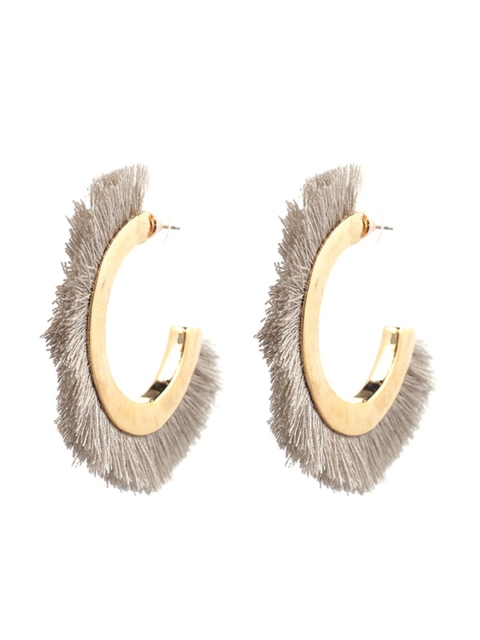 Foxy Sperks Grey Contemporary Handcrafted Half Hoop Earrings