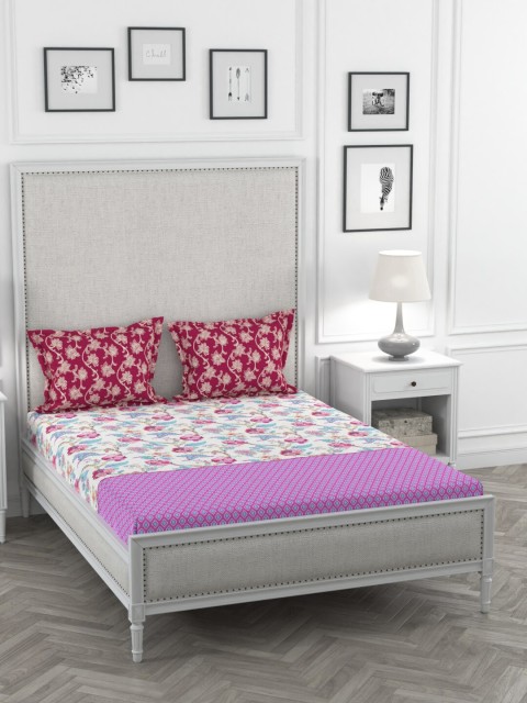 Portico New York Purple & White Floral 144 TC Cotton 1 King Bedsheet with 2 Pillow Covers
Portico New York Purple & White Floral 144 TC Cotton 1 King Bedsheet with 2 Pillow Covers