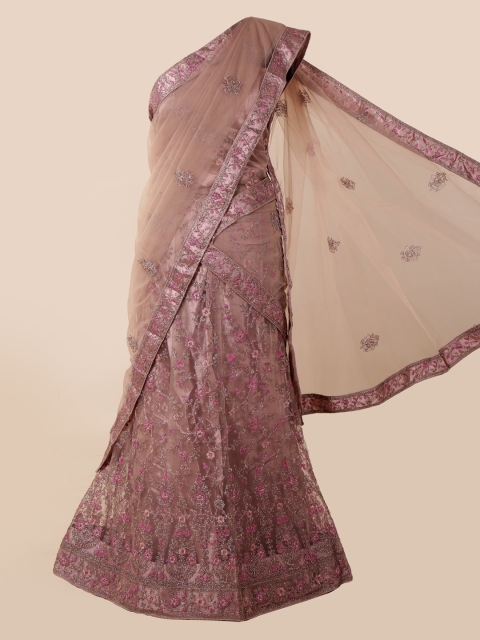 Pothys Lavender Embroidered Net Saree