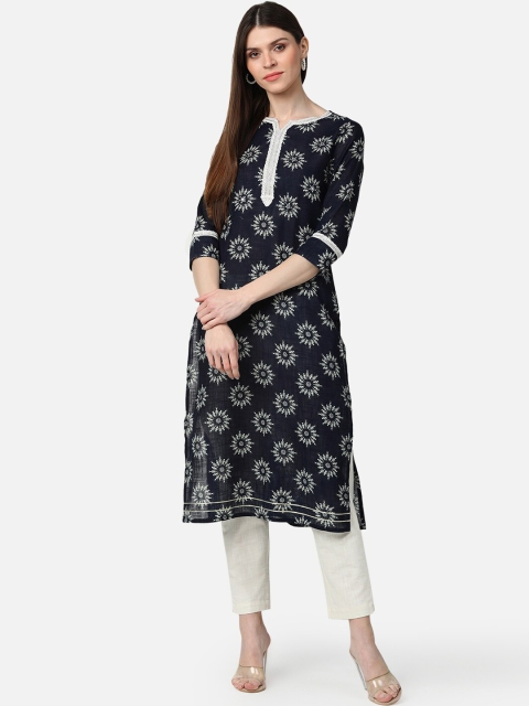 AHIKA Women Black Ethnic Motifs Printed Kurta
