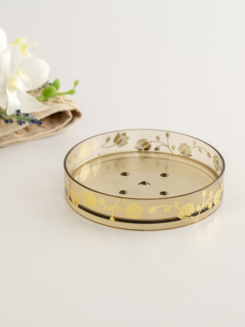 Home Centre Gold-Toned & Black Timeless Treasures Printed Soap Dish
