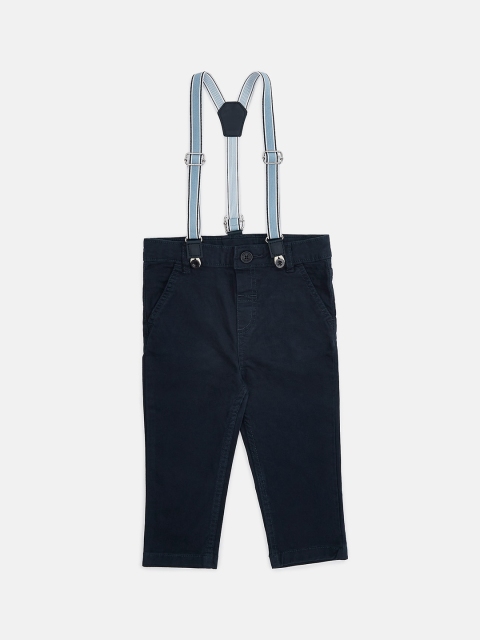 Pantaloons Baby Boys Navy Blue Regular Trousers with Suspenders