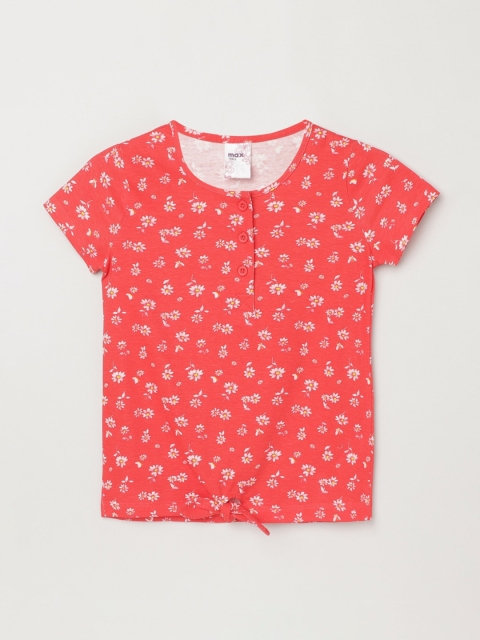 max Red & White Floral Regular Top