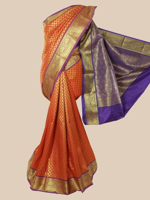 Pothys Red & Blue Woven Design Zari Silk Blend Saree