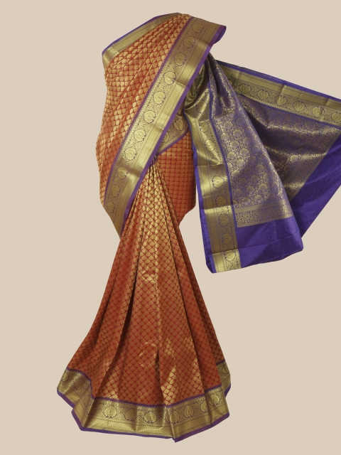 Pothys Maroon Ethnic Motifs Zari Silk Blend Saree