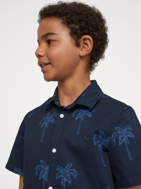 H&M Boys Short-sleeved cotton shirt, Blue