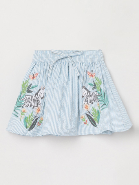 max Girls Blue & White Striped Pure Cotton Floral Embroidered Flared Knee-Length Skirt
max Girls Blue & White Striped Pure Cotton Floral Embroidered Flared Knee-Length Skirt