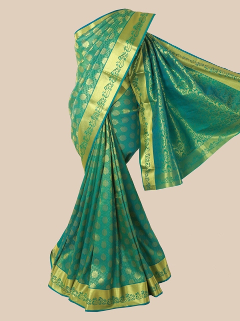 Pothys Green Ethnic Motifs Zari Silk Blend Saree