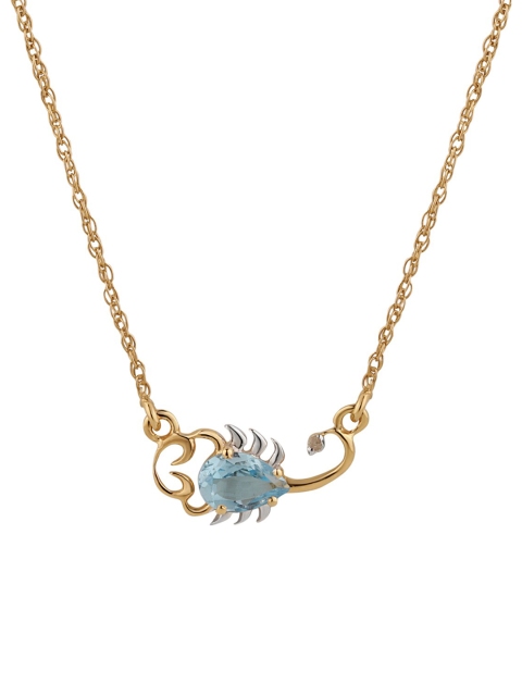 Chumbak Gold-Toned Sterling Silver Gold-Plated Blue Topaz Necklace