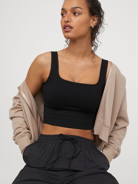 H&M Women Black Seamless Sports Bralette