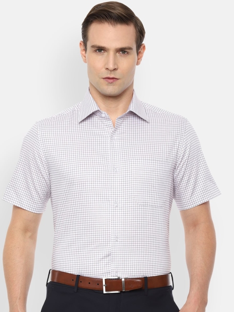 Louis Philippe Men White & Black Regular Fit Checked Pure Cotton Formal Shirt